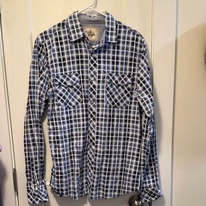 Age of Wisdom Men's Blue Roll Tab Sleeve with contrast cuff size L